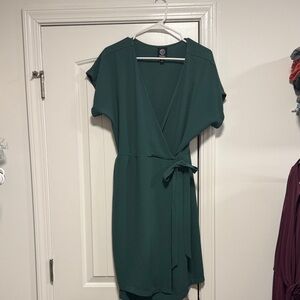 Bobeau Teal Wrap Mini Dress